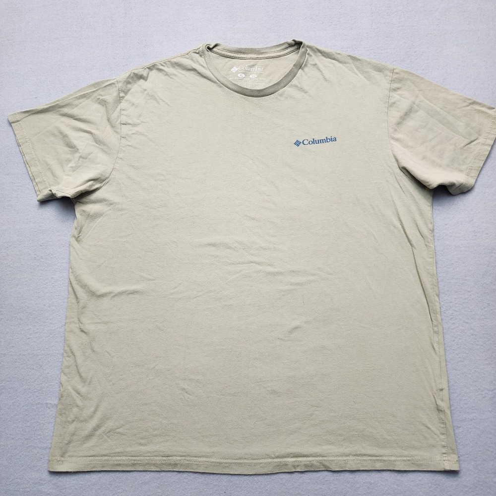 Columbia Mens XL T-Shirt Tan Preserve Conserve Protect Graphic Bear Mountain Tee